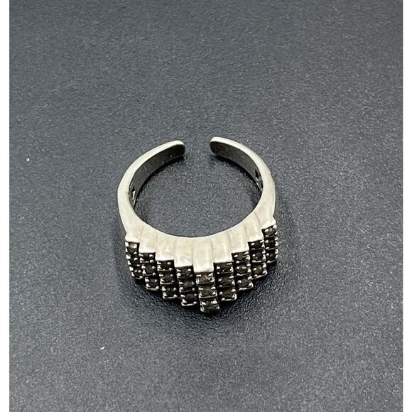 JWBR Sterling Silver & Diamond 3 Tier Cocktail Anniversary Ring Size 8.5 - Picture 5 of 15